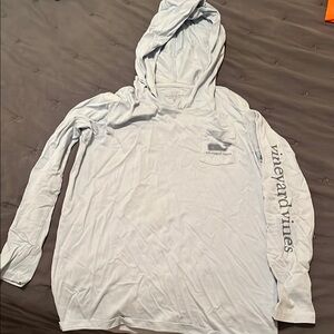 Vineyard Vines Whale Themed Light Blue Youth XL Hoodie tee shirt